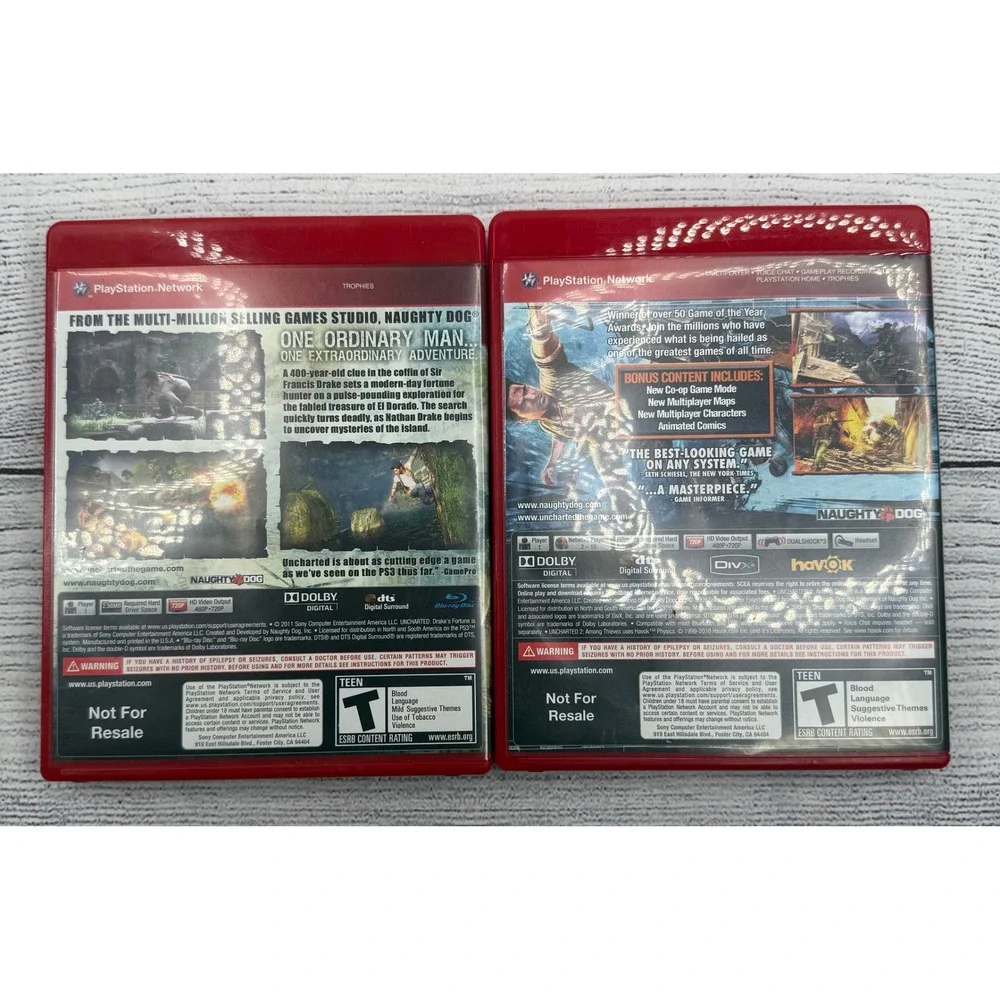 Uncharted 1 & 2 Pak -‎ Sony PlayStation 3 PS3 Complete Tested